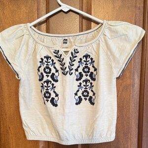 Tea Collection Cream Top with Black Embroidery